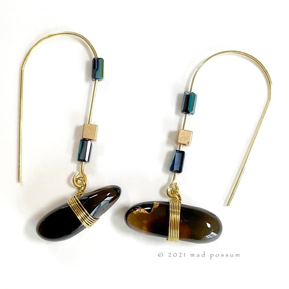 Jewelry - Smokey Quartz Wire Wrapped Threaders